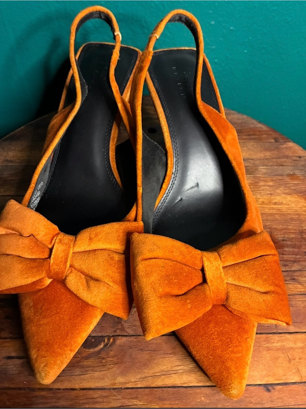 ASOS Orange Pointed Toe Slingback Heels with Bow